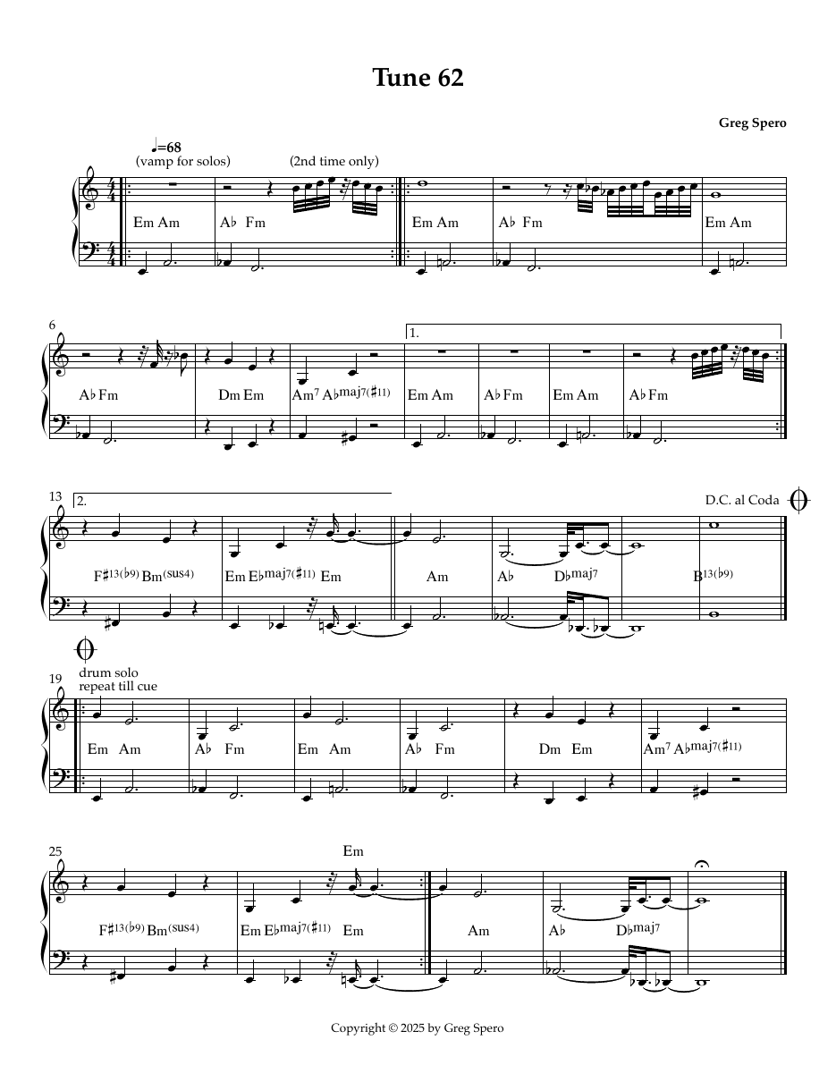 First page of the Tune 62 chart