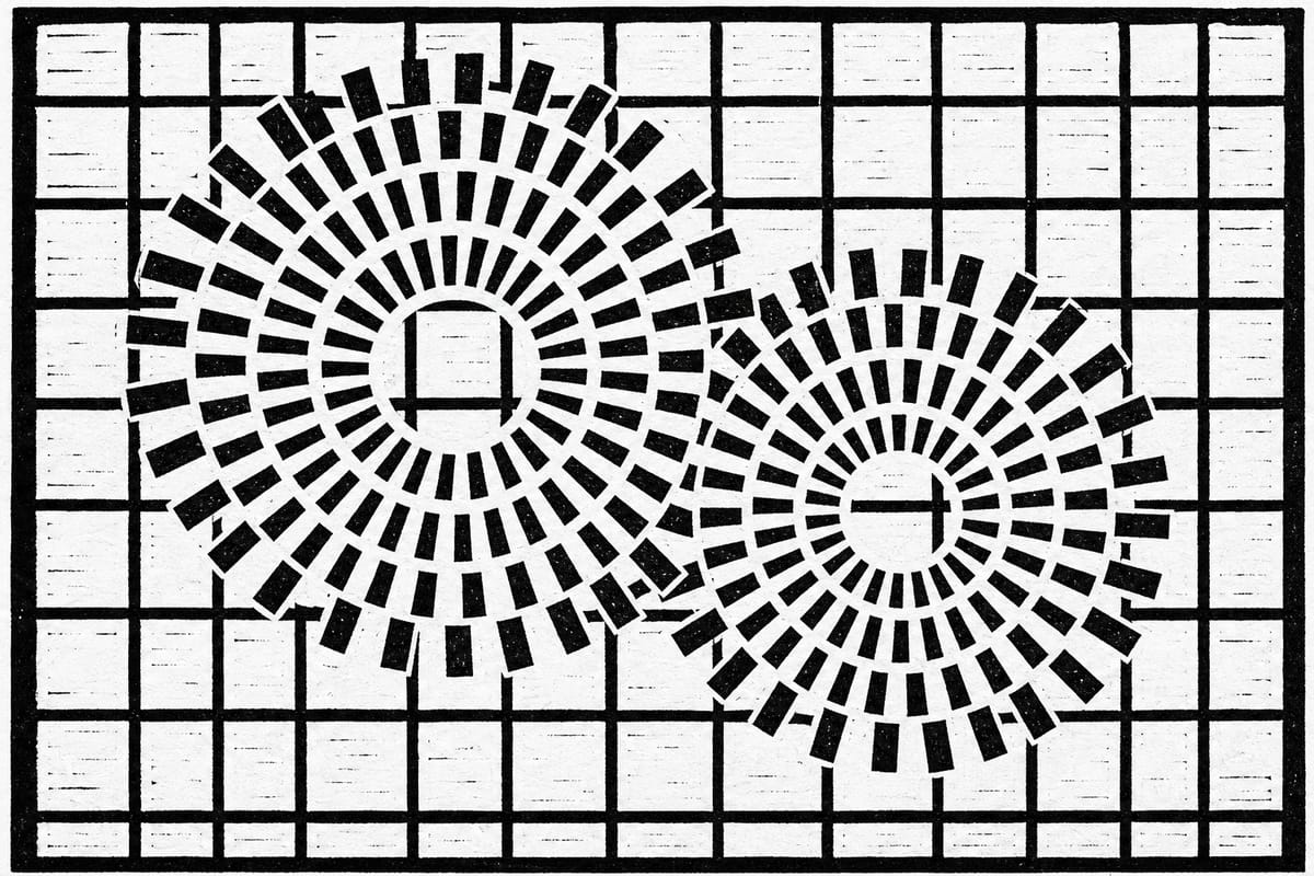 Bach's Inventions against interlocking guitars illustration